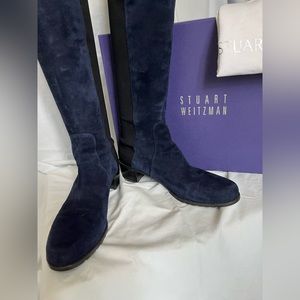 Stuart Weitzman Reserve 50/50 Boot 9.5 Blue Suede/Black